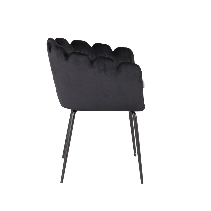 VENTURE DESIGN Limhamn spisebordsstol, m. armln - sort velour og metal