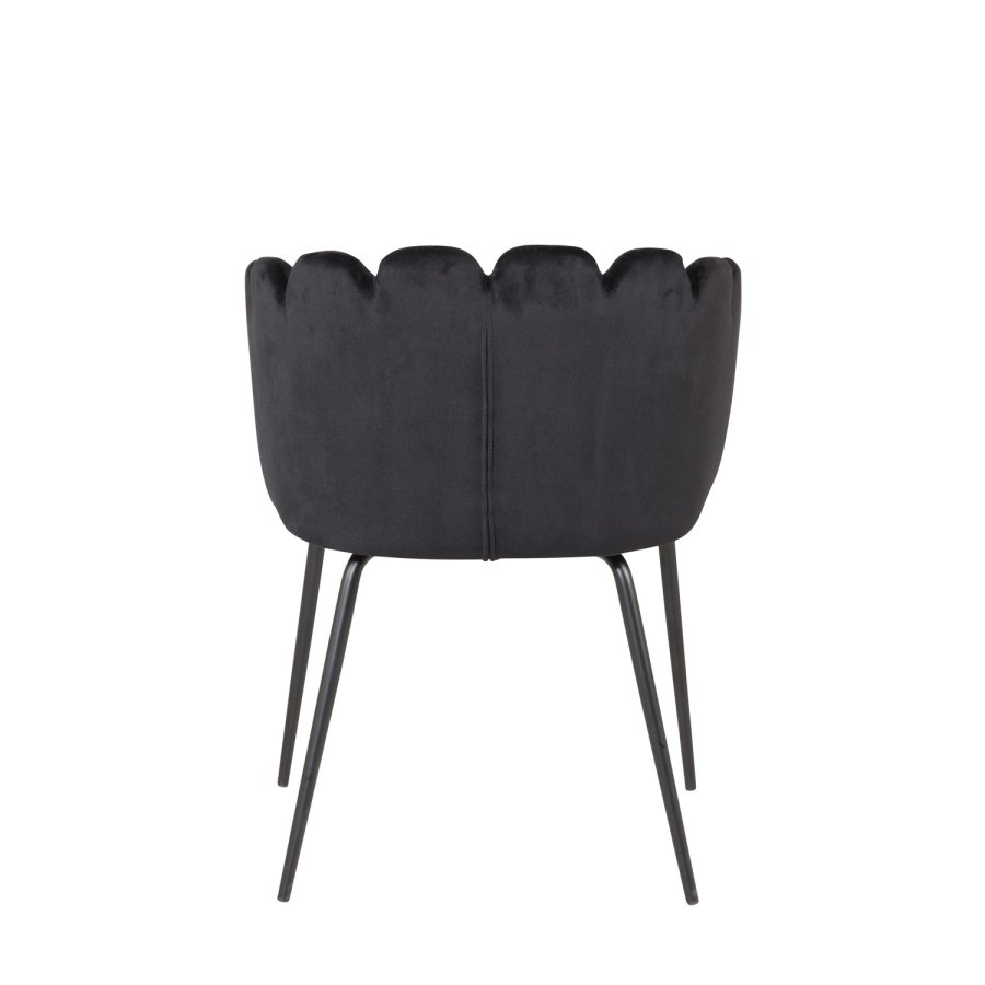 VENTURE DESIGN Limhamn spisebordsstol, m. armln - sort velour og metal