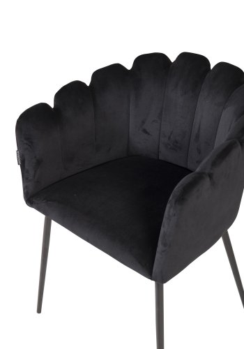 VENTURE DESIGN Limhamn spisebordsstol, m. armln - sort velour og metal
