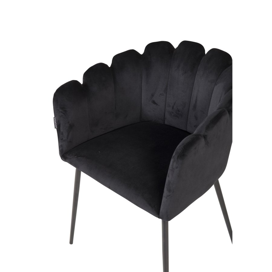 VENTURE DESIGN Limhamn spisebordsstol, m. armln - sort velour og metal