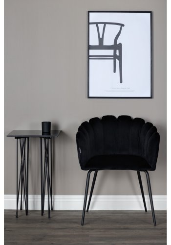 VENTURE DESIGN Limhamn spisebordsstol, m. armln - sort velour og metal