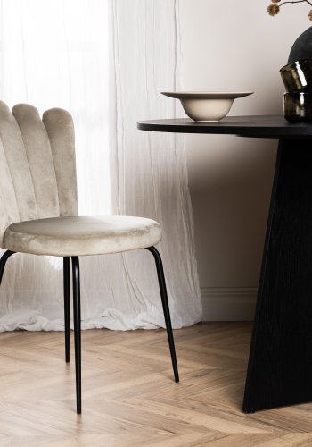 VENTURE DESIGN Limhamn spisestuestol - beige flyel og sort stl