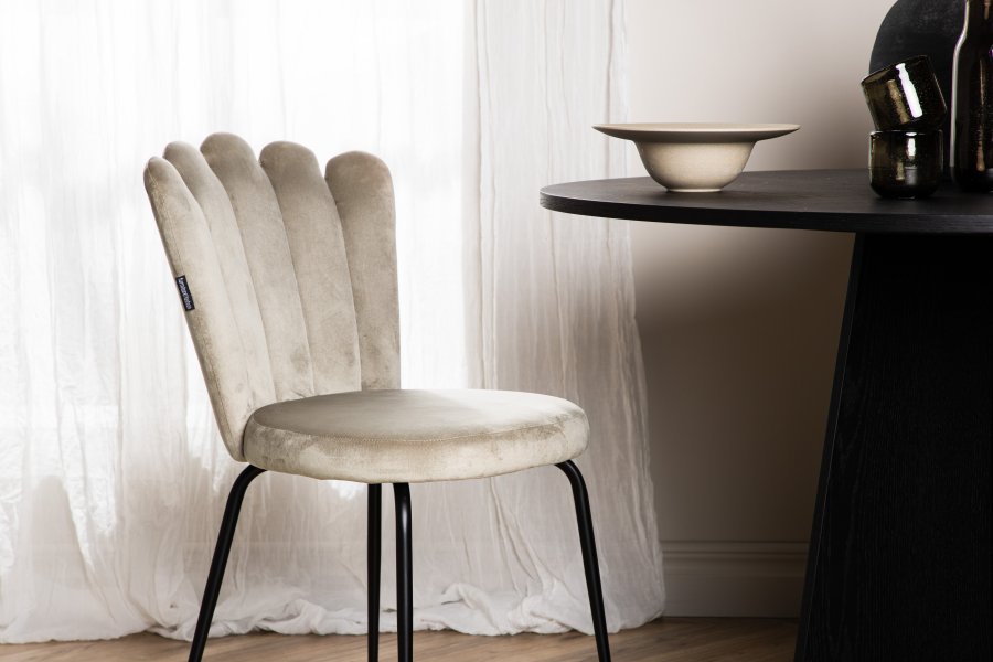 VENTURE DESIGN Limhamn spisestuestol - beige flyel og sort stl
