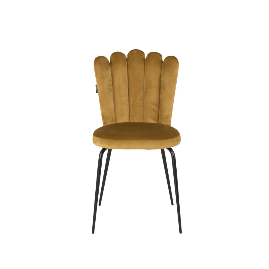 VENTURE DESIGN Limhamn spisestuestol - gul velur og sort metall