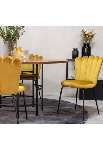 VENTURE DESIGN Limhamn spisestuestol - gul velur og sort metall