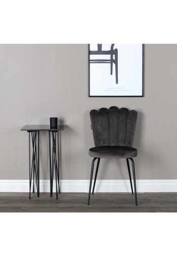 VENTURE DESIGN Limhamn spisestuestol - gr velur og sort metall