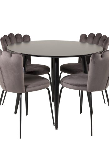 VENTURE DESIGN Limhamn spisestuestol - gr velur og sort metall