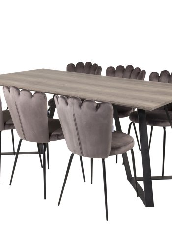 VENTURE DESIGN Limhamn spisestuestol - gr velur og sort metall