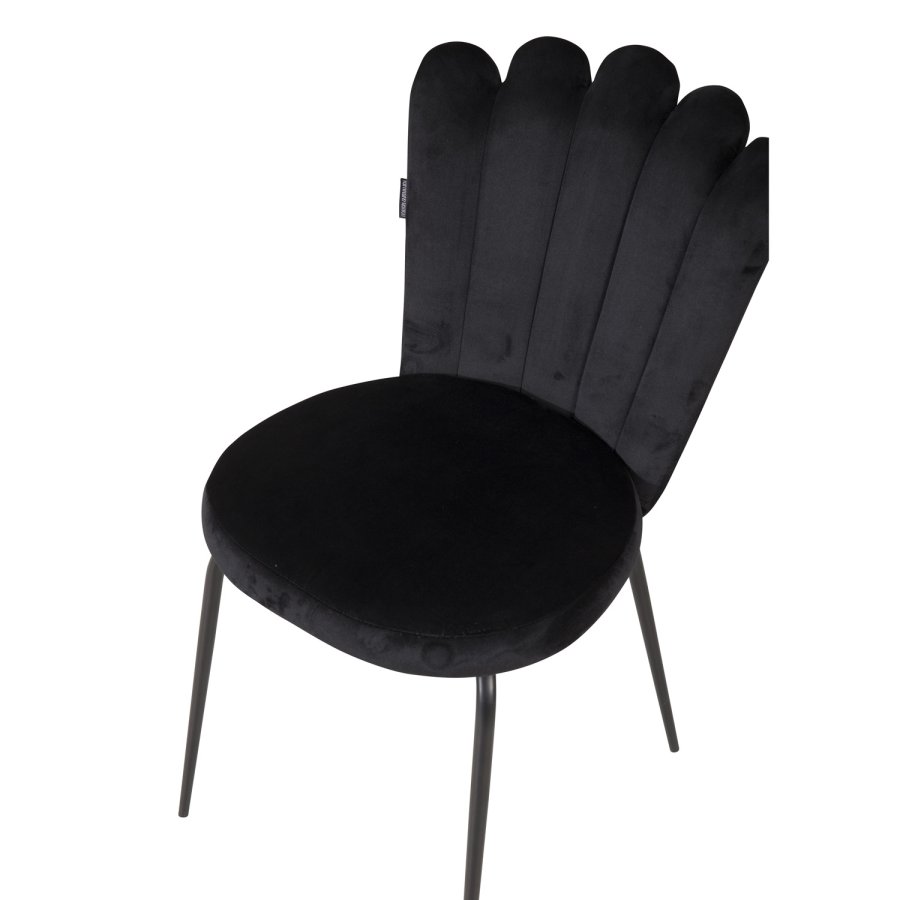 VENTURE DESIGN Limhamn spisestuestol - sort velour og sort metall