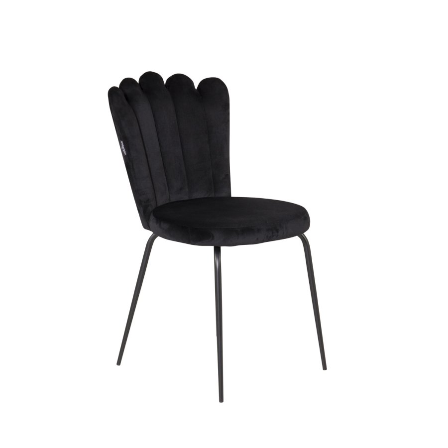 VENTURE DESIGN Limhamn spisestuestol - sort velour og sort metall