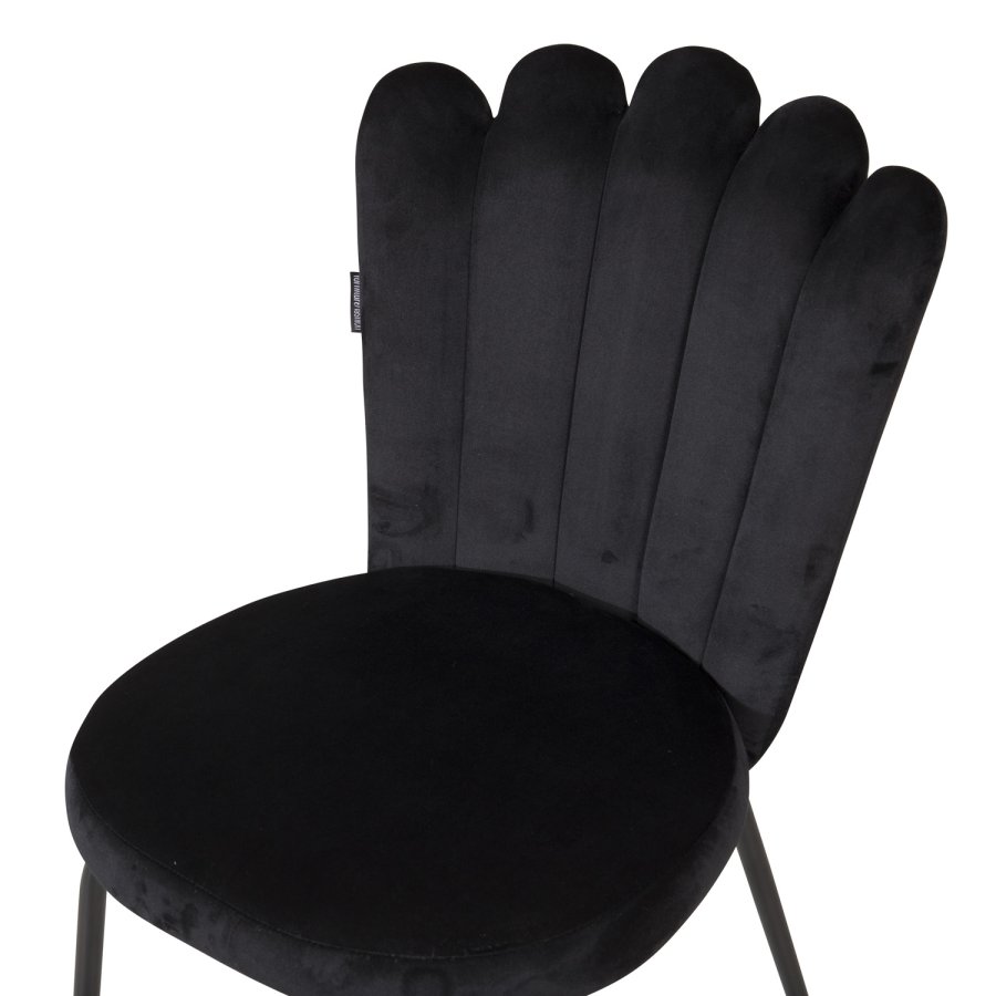 VENTURE DESIGN Limhamn spisestuestol - sort velour og sort metall