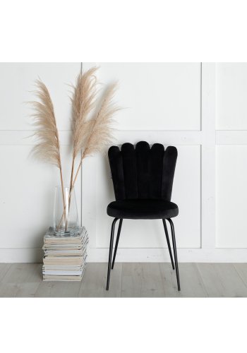 VENTURE DESIGN Limhamn spisestuestol - sort velour og sort metall