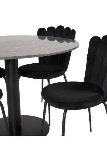 VENTURE DESIGN Limhamn spisestuestol - sort velour og sort metall