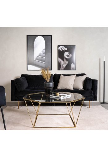 VENTURE DESIGN sterlen salongbord - rkt glass og messingmetall (100)