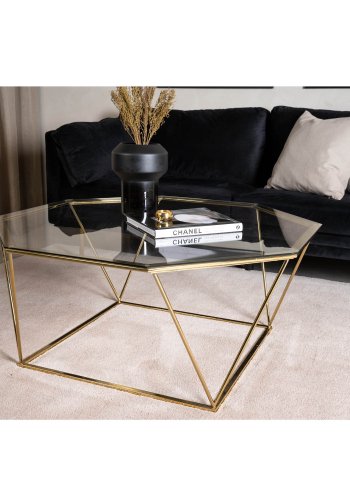 VENTURE DESIGN sterlen salongbord - rkt glass og messingmetall (100)