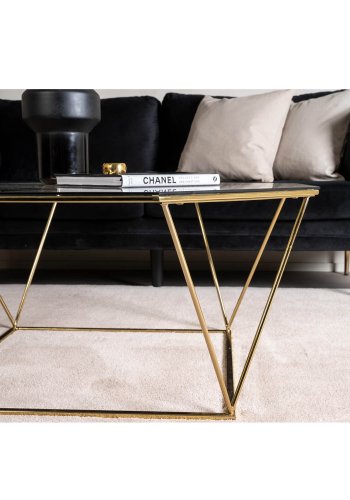 VENTURE DESIGN sterlen salongbord - rkt glass og messingmetall (100)