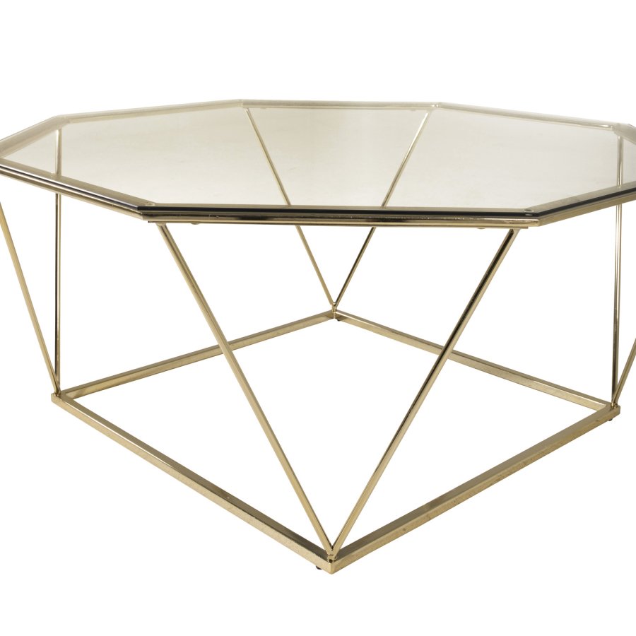 VENTURE DESIGN sterlen salongbord - rkt glass og messingmetall (100)