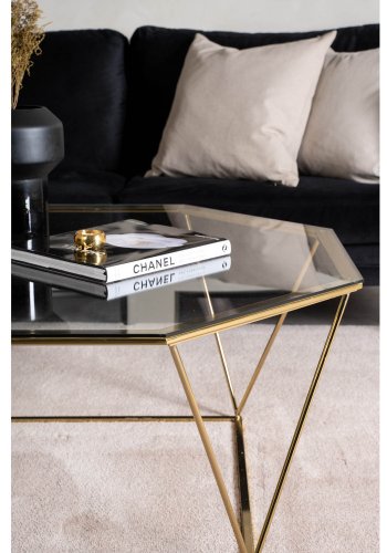 VENTURE DESIGN sterlen salongbord - rkt glass og messingmetall (100)