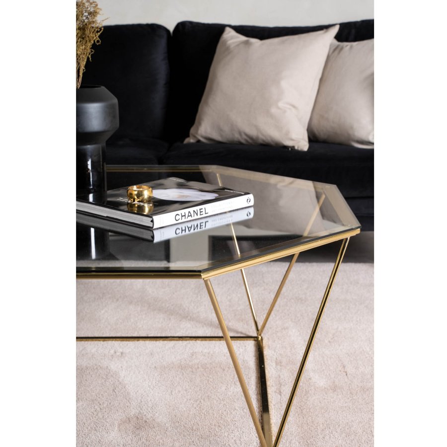 VENTURE DESIGN sterlen salongbord - rkt glass og messingmetall (100)