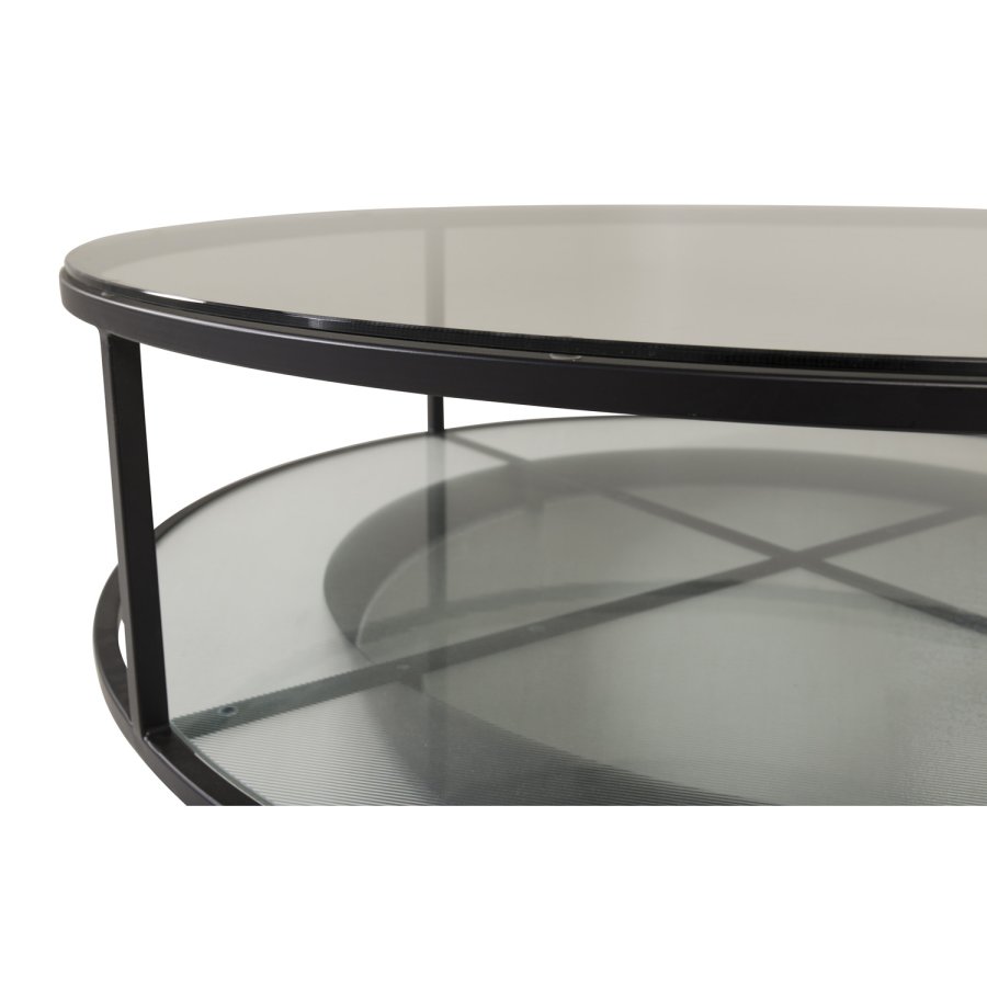 VENTURE DESIGN Falsterbo salongbord, m. hylle - glass og sort metall (100)