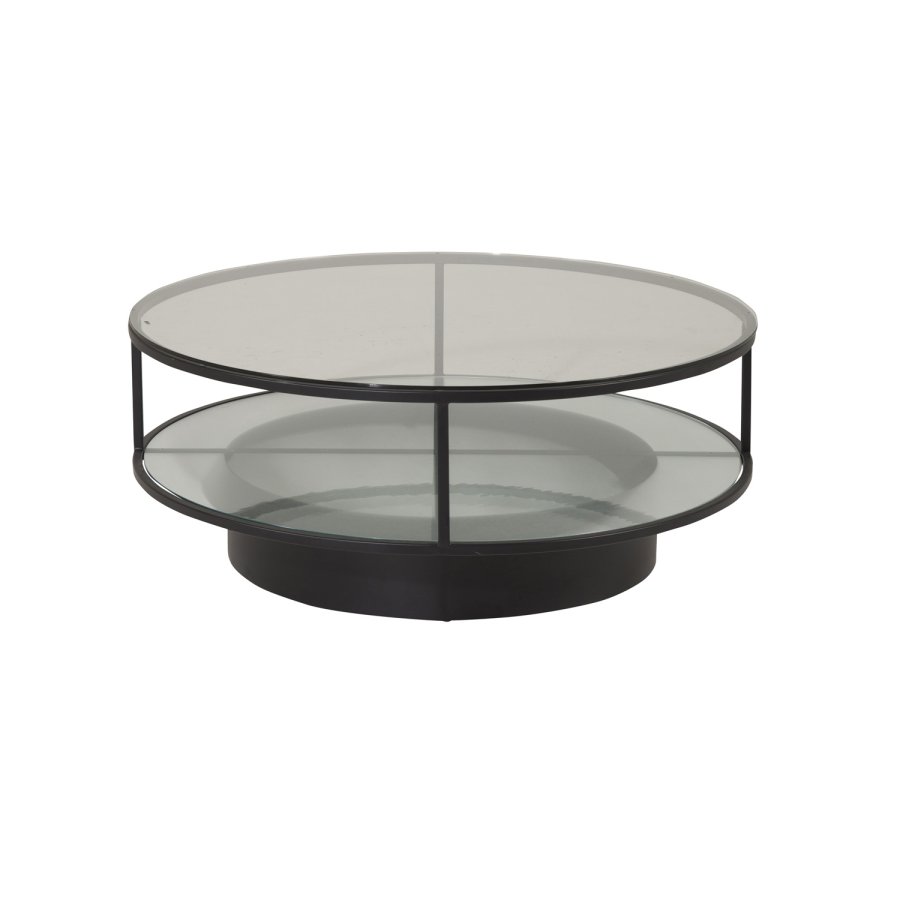 VENTURE DESIGN Falsterbo salongbord, m. hylle - glass og sort metall (100)