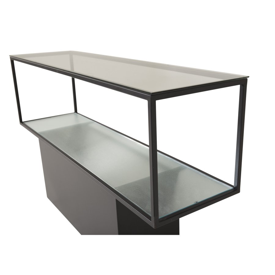 VENTURE DESIGN Maglehem konsollbord, m. hylle - grtt glass og sort metall (30x35)