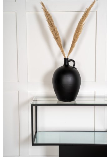 VENTURE DESIGN Maglehem konsollbord, m. hylle - grtt glass og sort metall (30x35)