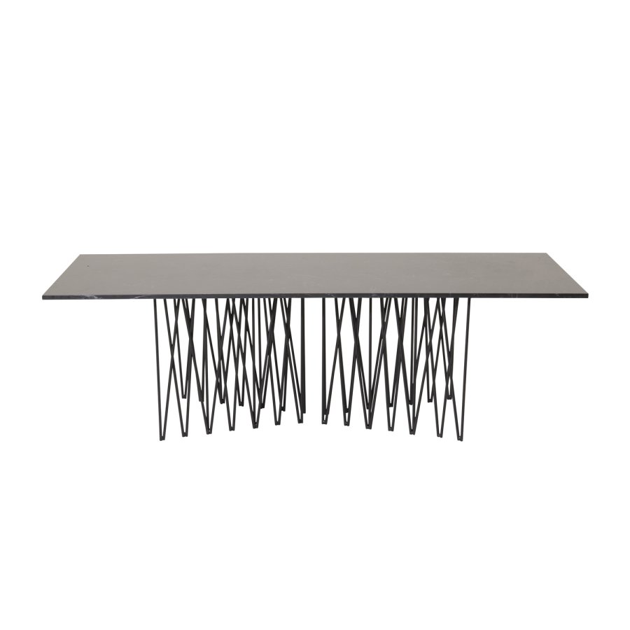 VENTURE DESIGN Stone salongbord, rektangulrt - svart kunststein og metall (140x60)