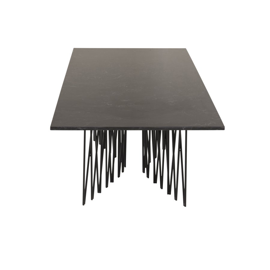 VENTURE DESIGN Stone salongbord, rektangulrt - svart kunststein og metall (140x60)