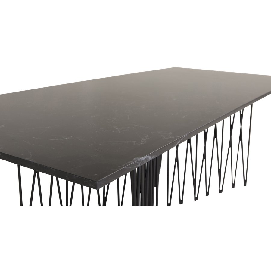 VENTURE DESIGN Stone salongbord, rektangulrt - svart kunststein og metall (140x60)