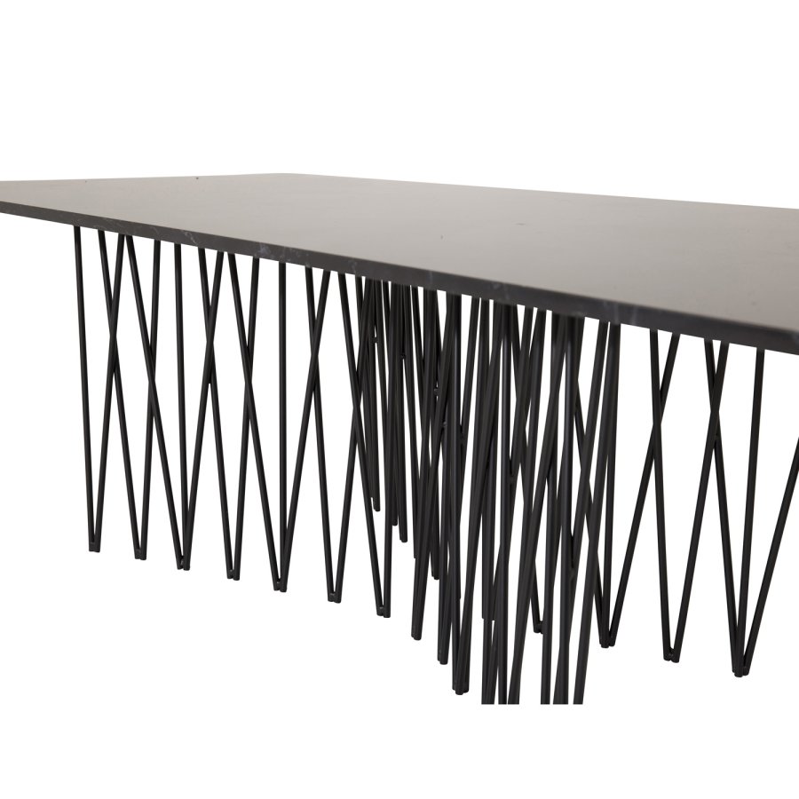 VENTURE DESIGN Stone salongbord, rektangulrt - svart kunststein og metall (140x60)