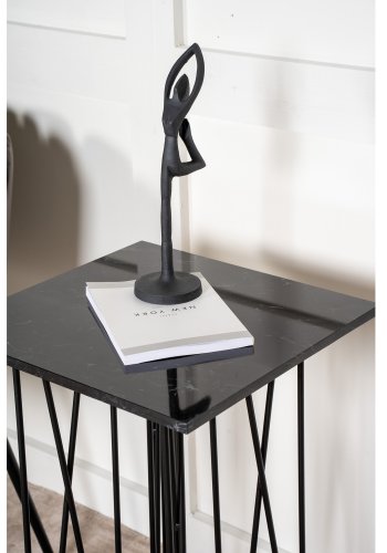 VENTURE DESIGN Sidebord i stein, firkantet - svart kunststein og svart metall (40x40)