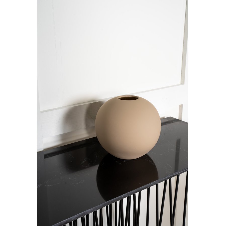 VENTURE DESIGN Hyt sidebord i stein, rektangulrt - svart kunststein og svart metall (130x37)