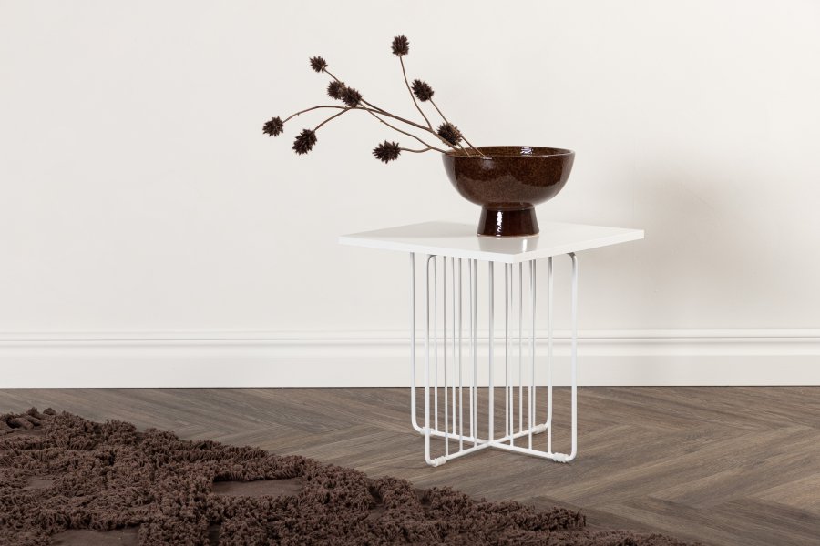 VENTURE DESIGN Dayton salongbord, firkantet - hvit MDF og hvitt stl (40x40)