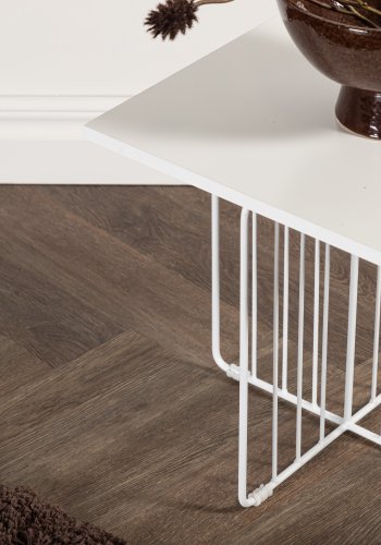 VENTURE DESIGN Dayton salongbord, firkantet - hvit MDF og hvitt stl (40x40)