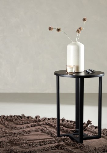 VENTURE DESIGN Lawton salongbord, rundt - svart MDF og svart stl (40)