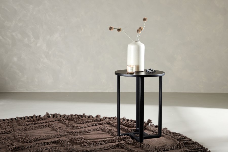 VENTURE DESIGN Lawton salongbord, rundt - svart MDF og svart stl (40)