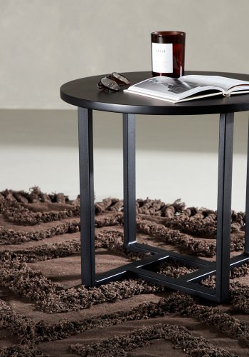 VENTURE DESIGN Lawton salongbord, rundt - svart MDF og svart stl (50)