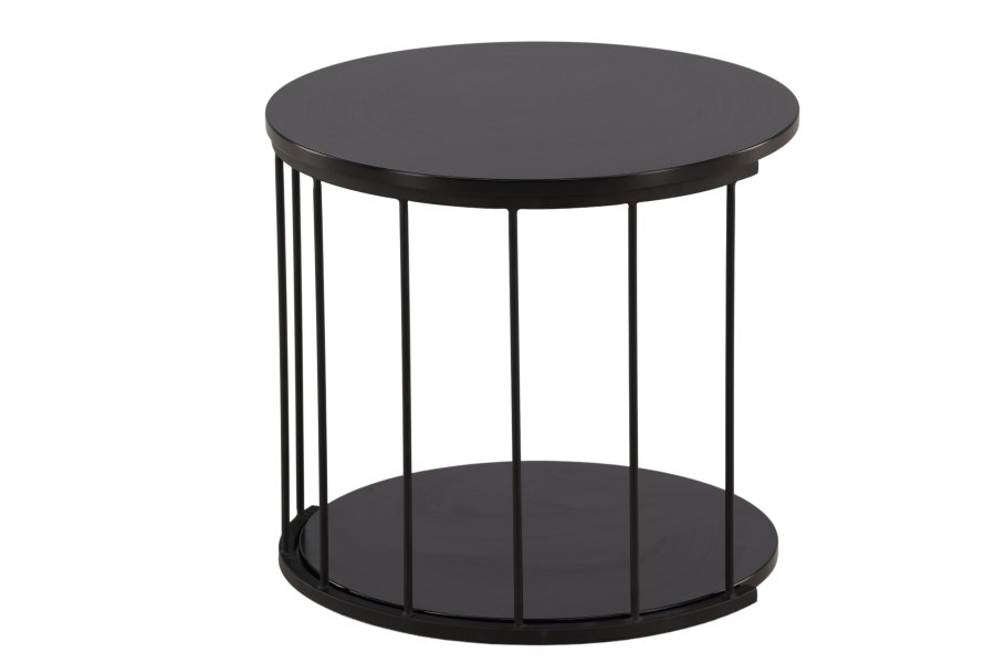 VENTURE DESIGN Hobart salongbord, rundt - svart MDF og svart stl (50)