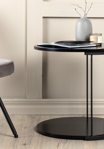 VENTURE DESIGN Hobart salongbord, rundt - svart MDF og svart stl (50)