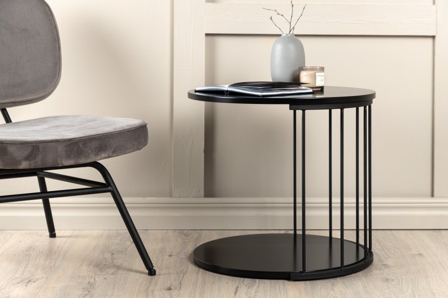 VENTURE DESIGN Hobart salongbord, rundt - svart MDF og svart stl (50)