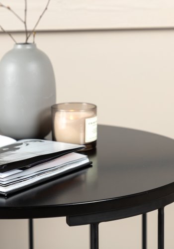 VENTURE DESIGN Hobart salongbord, rundt - svart MDF og svart stl (50)