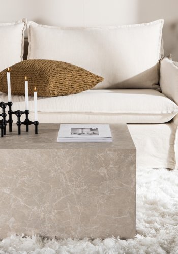 VENTURE DESIGN York Low salongbord, rektangulrt - beige marmormnster MDF (80x60)