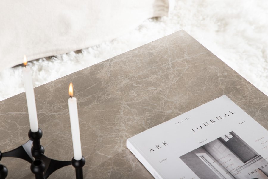 VENTURE DESIGN York Low salongbord, rektangulrt - beige marmormnster MDF (80x60)