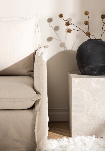 VENTURE DESIGN York Hyt salongbord, firkantet - beige marmormnster MDF (40x40)