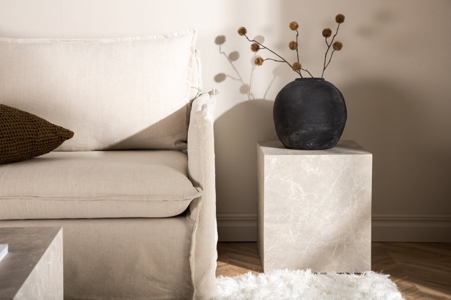 VENTURE DESIGN York Hyt salongbord, firkantet - beige marmormnster MDF (40x40)