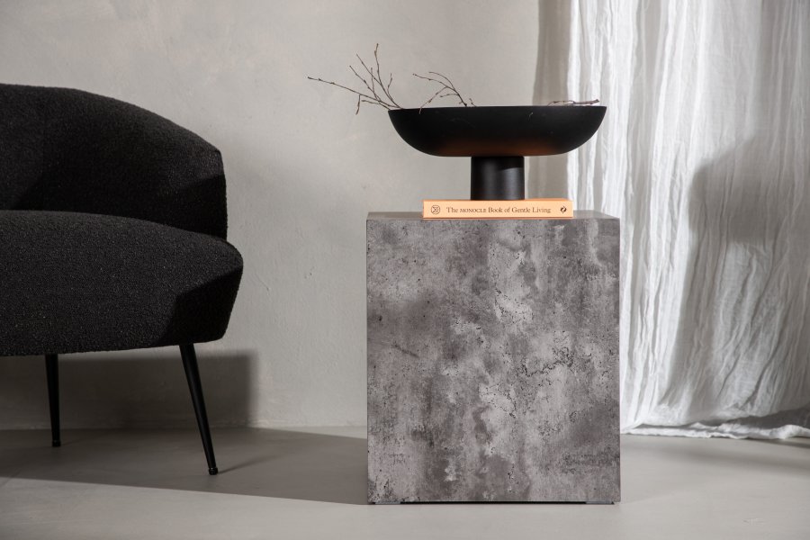 VENTURE DESIGN York Hyt salongbord, firkantet - mrkegr marmormnster MDF (40x40)