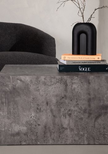 VENTURE DESIGN York Low salongbord, rektangulrt - mrkegr marmormnster MDF (80x60)