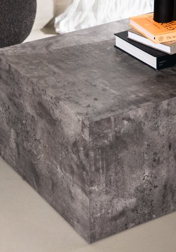 VENTURE DESIGN York Low salongbord, rektangulrt - mrkegr marmormnster MDF (80x60)