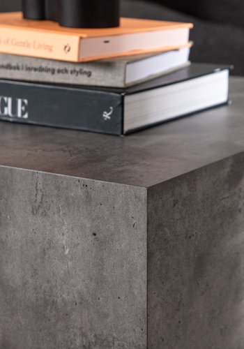 VENTURE DESIGN York Low salongbord, rektangulrt - mrkegr marmormnster MDF (80x60)